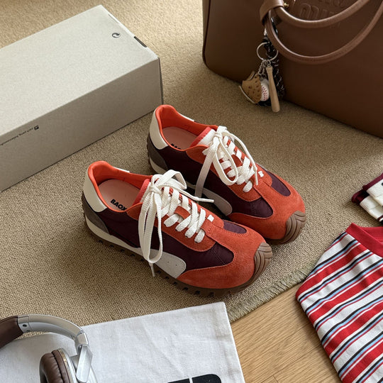 Damen Sportliche Retro-Laufschuhe mit atmungsaktiver Oberflächenstruktur und rutschfester Sohle EB