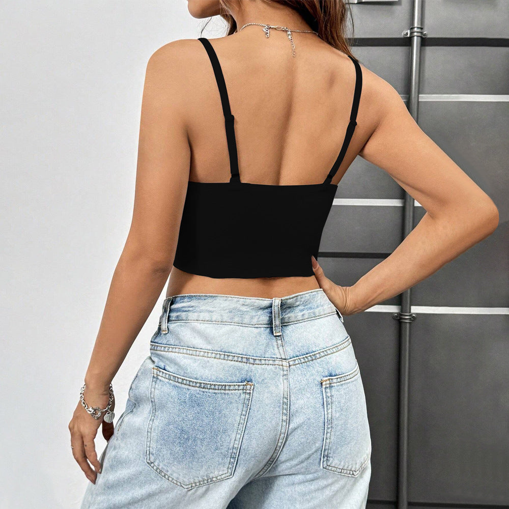Damen cropped Top mit knotenförmigem Design und schulterfreien Trägern EB