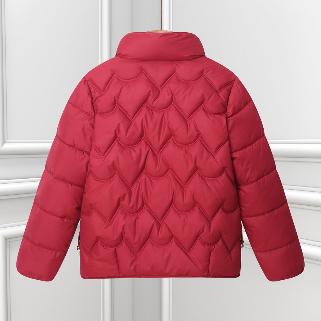 Damen Komfortable gesteppte Jacke mit hohem Kragen und Reißverschlusstaschen EB
