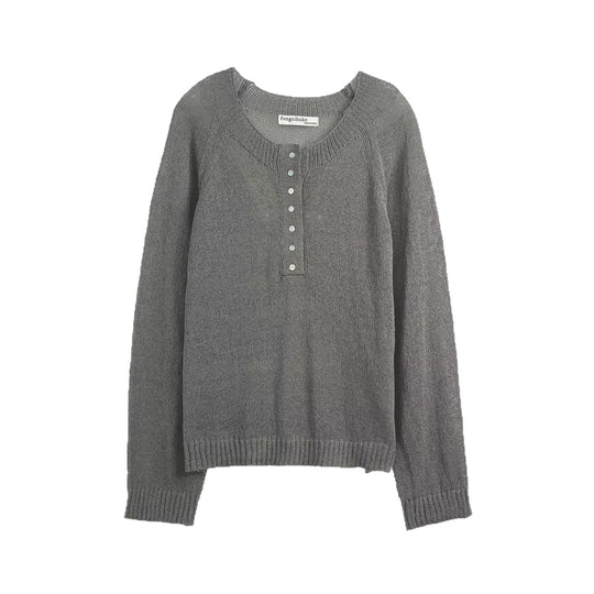 Damen lässiger Pullover mit Knopfdetails EB