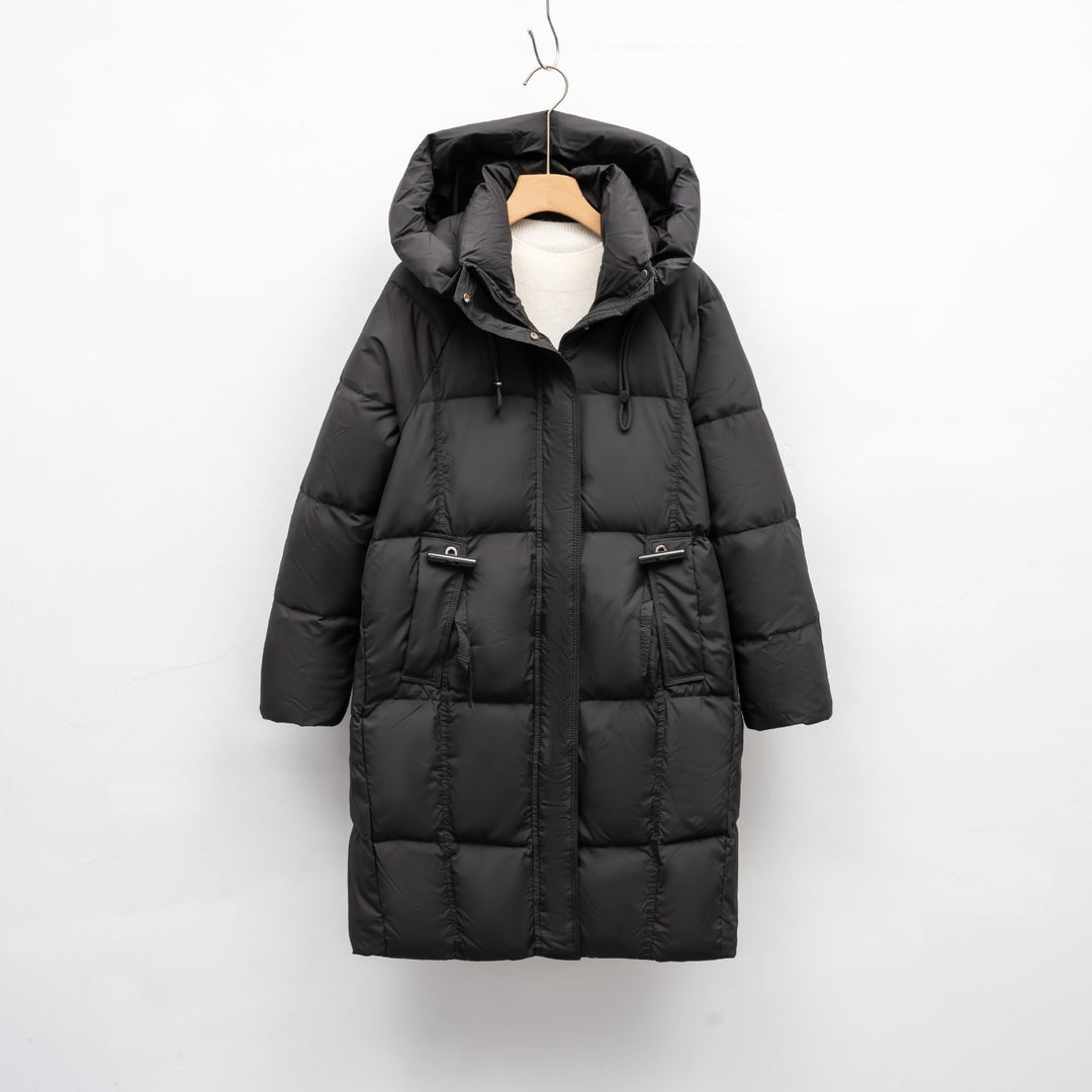 Damen isolierte Winterjacke mit großem Kapuzenkragen und funktionalen Taschen EB