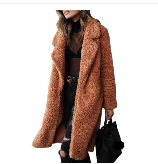 Damen Kuscheliger Teddy-Mantel mit großzügigem Schnitt und zwei praktischen Taschen EB