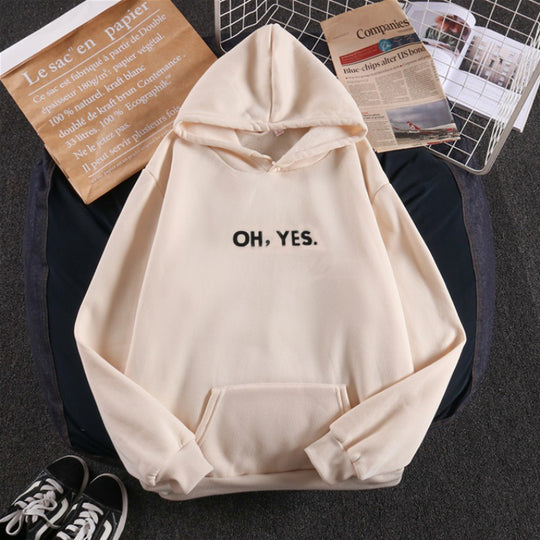 Damen nan Kapuzenpullover mit weichem Innenfutter, Kängurutasche und dezentem Frontprint EB