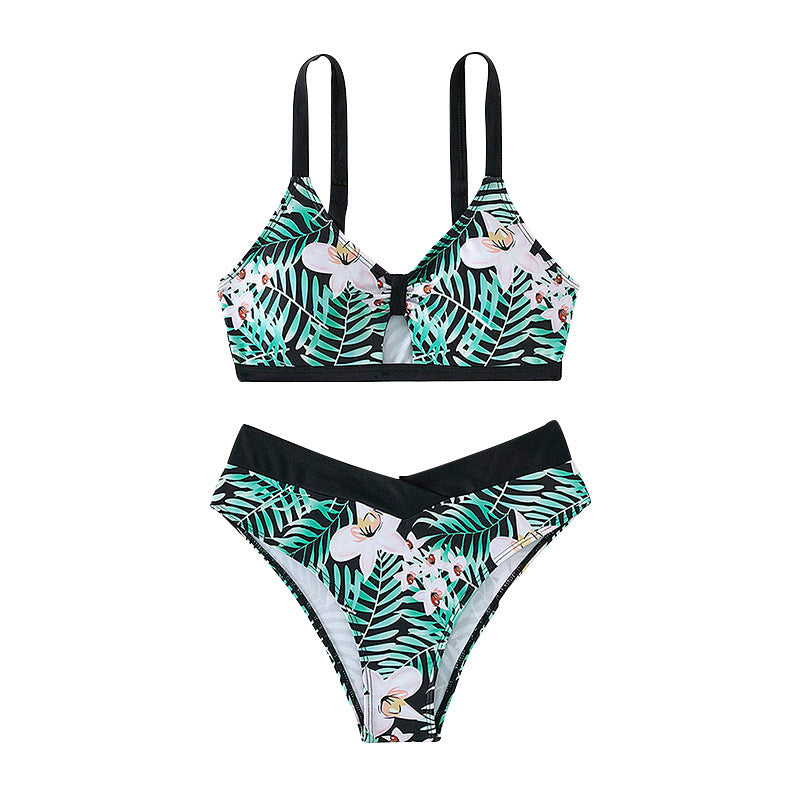 Damen Bikini mit floralem Design und komfortablem Hochschnitt EB