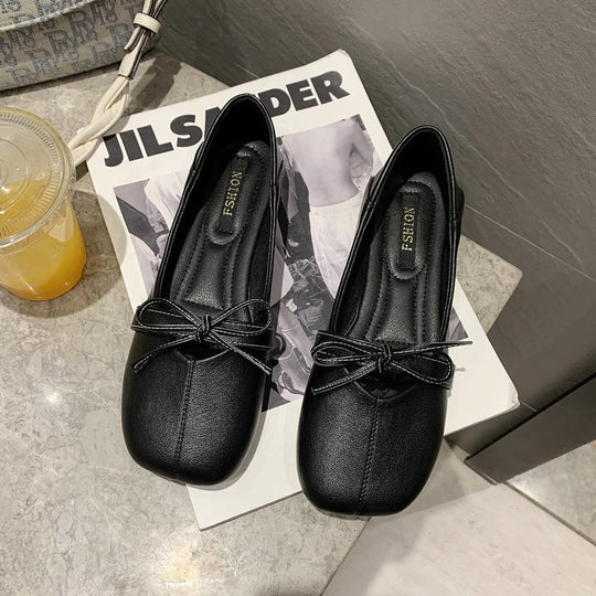 Damen elegante Ballerinas mit dekorativem Schleifenakzent EB
