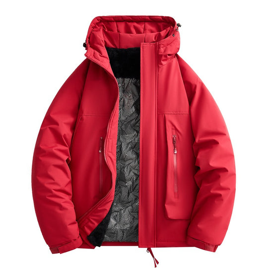 Herren wasserabweisende gefütterte Winterjacke mit Kapuze und weichem Fleece-Innenfutter EB