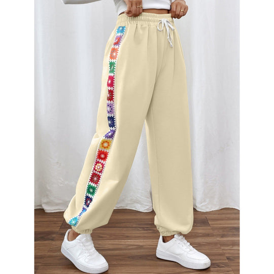 Damen Sportliche Freizeithose mit buntem Streifen EB