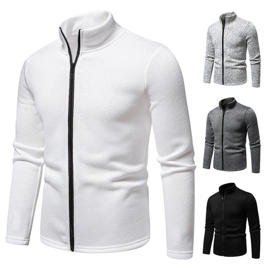 Herren Fleecejacke mit Stehkragen und durchgehendem Reißverschluss EB