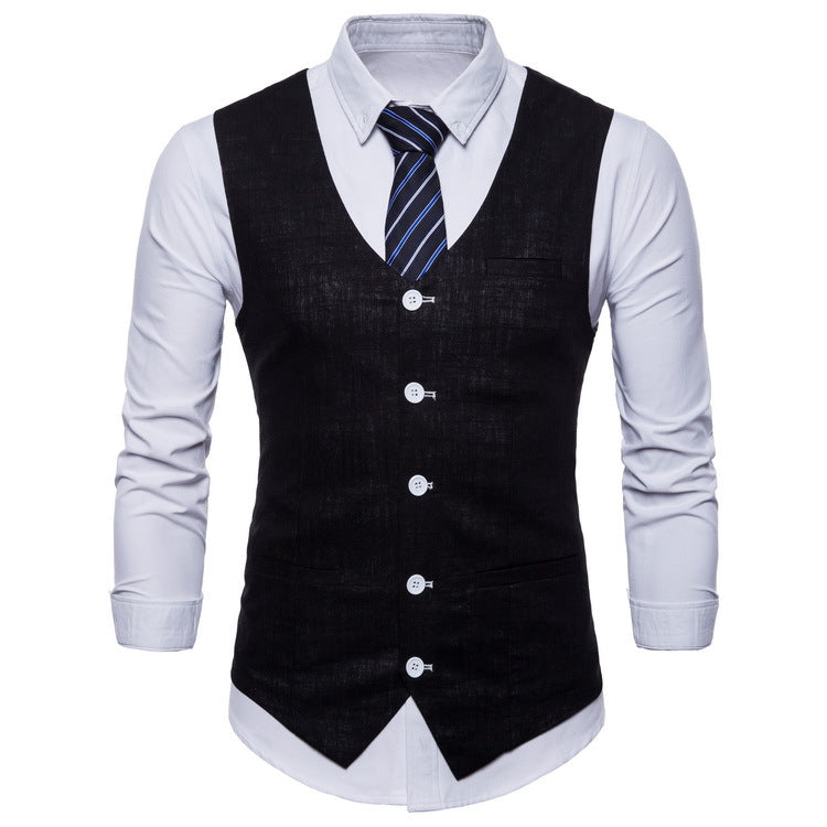 Herren elegante Anzugweste mit praktischen Taschen und detailliertem Design EB