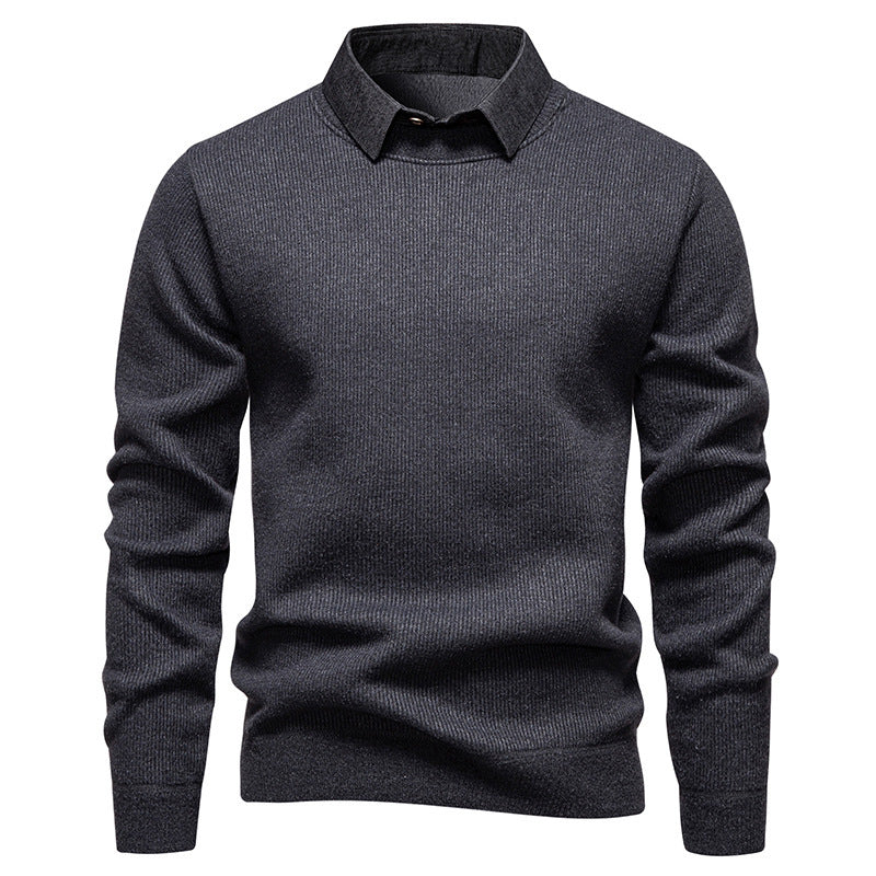 EB | Herren Strickpullover mit Kontrastkragen