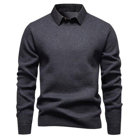 EB | Herren Strickpullover mit Kontrastkragen