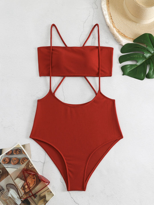 Damen Sportlicher Hochgeschnittener Bikini EB