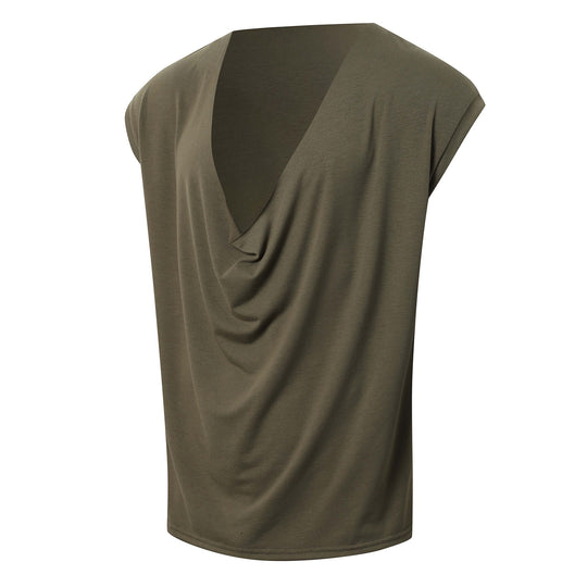 Damen nan drapiertes Longtop mit tiefem Wasserfall-Rücken und überschnittener Schulter EB