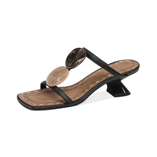 Damen Slingback-Pantoletten mit modischem Steg-Design und komfortablem Blockabsatz EB