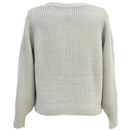 Damen Strickjacke mit tiefem V-Ausschnitt und großen Knöpfen EB
