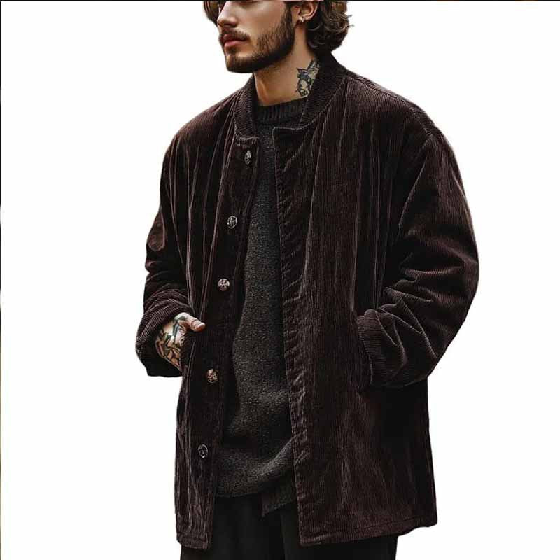 Herren Samtjacke mit Knopfverschluss und praktischen Taschen EB