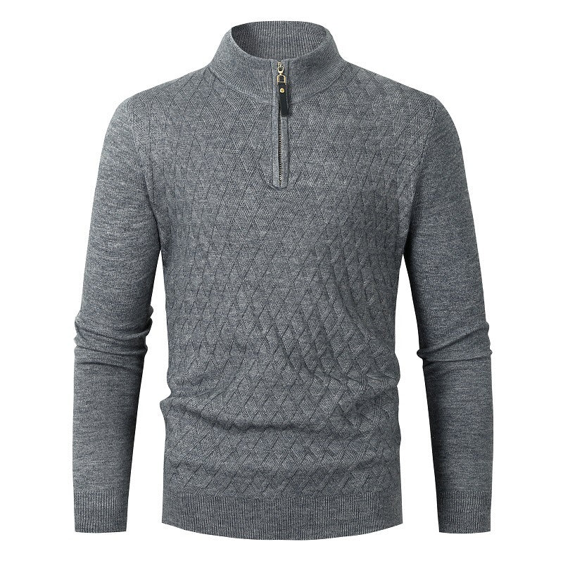 Herren Strickpullover mit Stehkragen und Reißverschluss EB