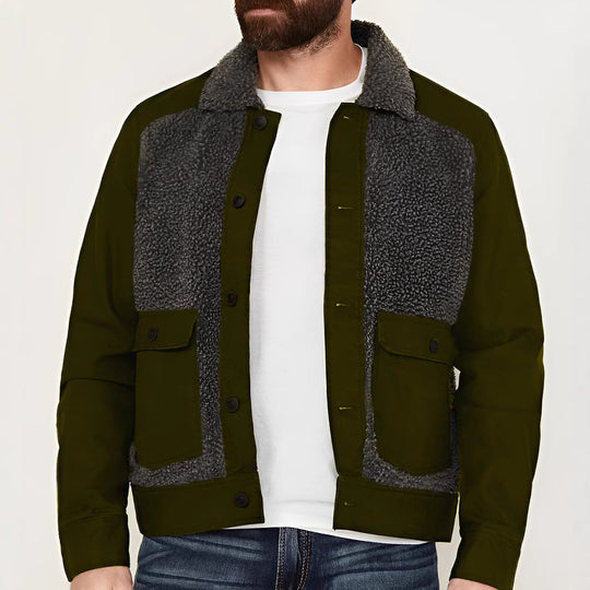 Herren lässige Fleece-Jacke mit strukturiertem Kragen EB
