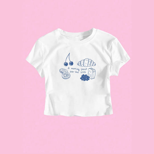 Damen T-Shirt mit kreativem Frühstücksdesign EB