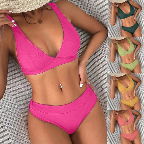 Damen Triangel-Bikini-Set mit hohem Bund und vorteilhaftem Wickeldesign EB