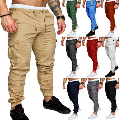 Herren nan taillierter Cargo-Jogger mit elastischem Bund, Kordelzug und aufgesetzten Taschen EB