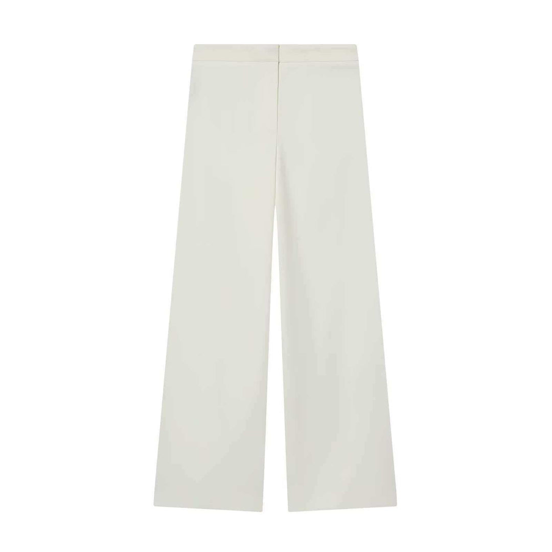 Damen nan elegante High‑Waist Weitbein-Anzughose mit flachem Bund und verdeckter Naht EB