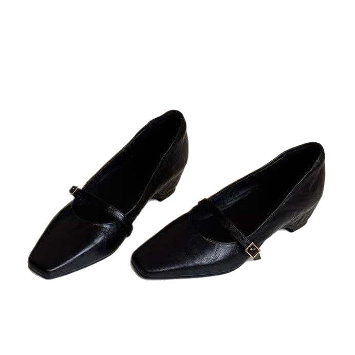 Damen elegante Pumps mit modischem Riemchen und komfortablem Blockabsatz EB