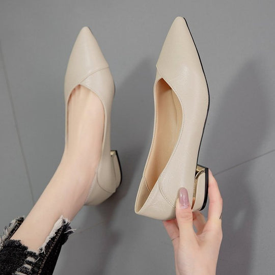 Damen elegante Spitze Ballerinas mit modischem Absatz EB