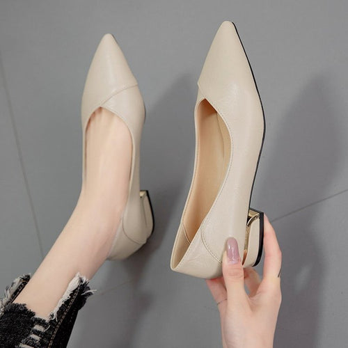 Damen elegante Spitze Ballerinas mit modischem Absatz EB