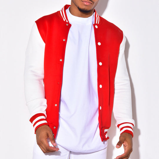 Herren Collegejacke mit kontrastierenden Ärmeln und Druckknopfverschlüssen EB