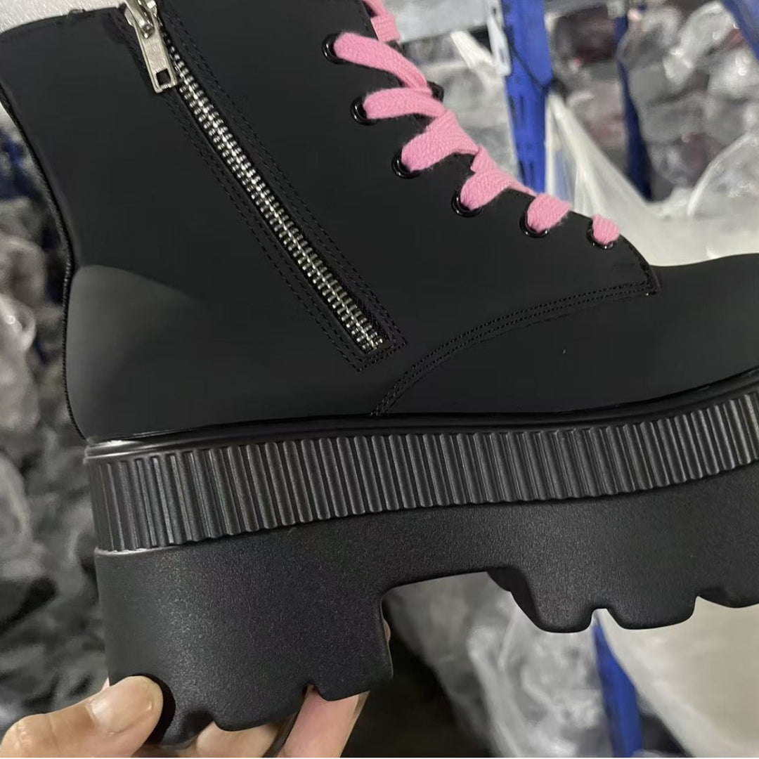 Damen Chunky Combat Boots mit lässigem Totenkopf-Design EB