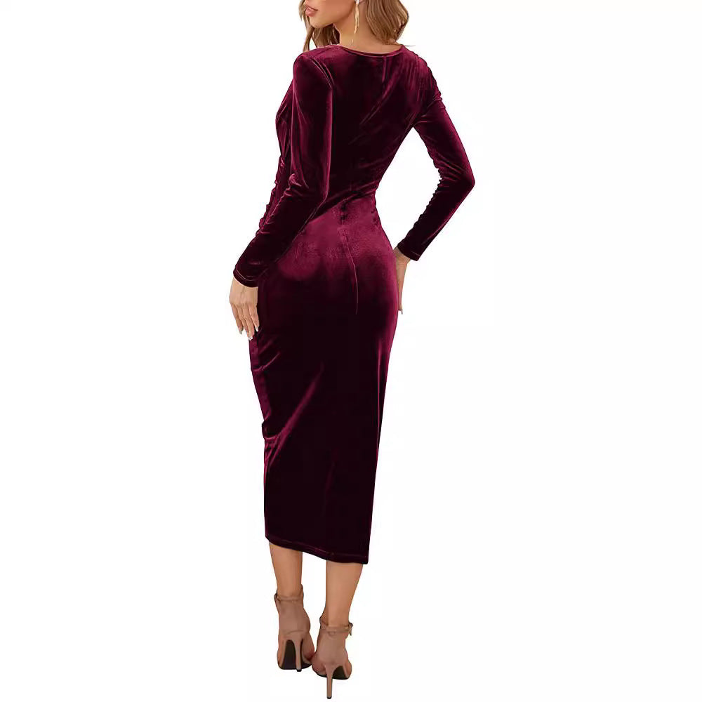 Damen Wickelkleid mit figurumspielendem Schnitt und elegantem V-Ausschnitt EB