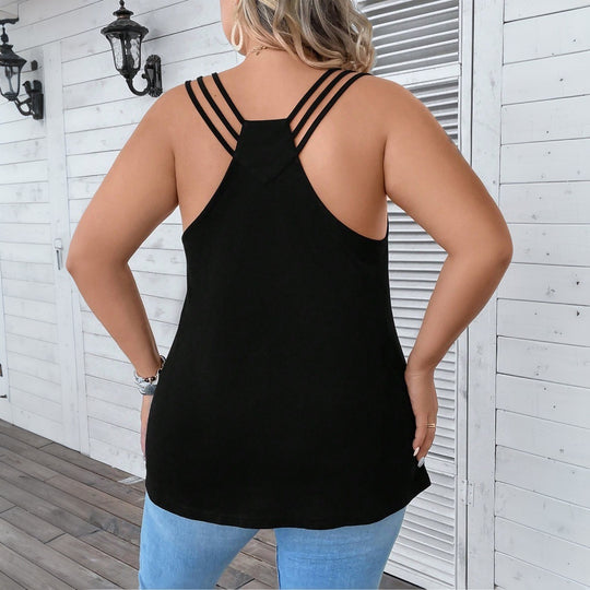 Damen lässiges Tanktop mit dekorativen Trägerdetails und asymmetrischem Saum EB