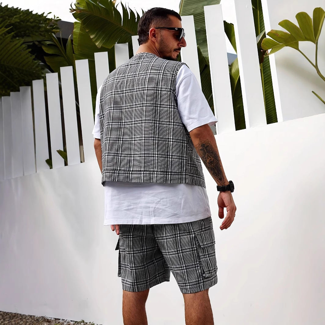 Herren stylischer Utility-Weste mit mehreren Taschen EB