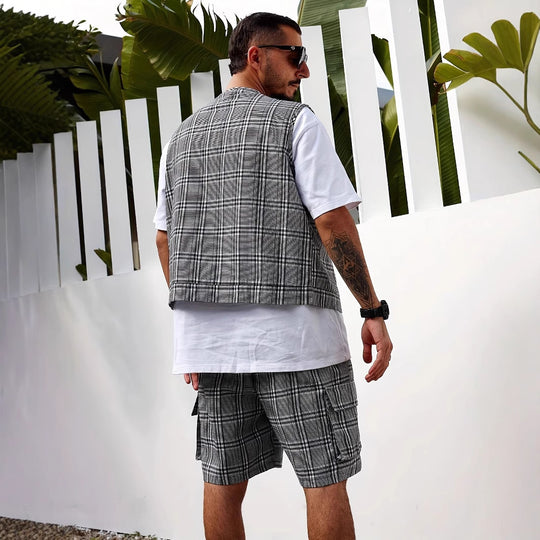 Herren stylischer Utility-Weste mit mehreren Taschen EB