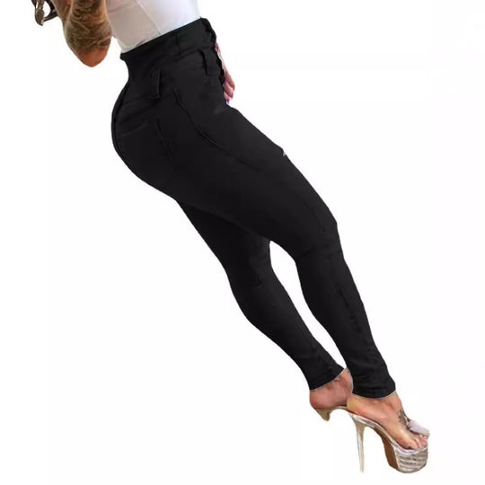 Damen High-Waist Denim Jeans mit modischen Destroyed-Details EB