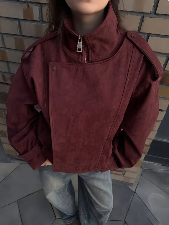 Damen modische Steppjacke mit hohem Kragen und seitlichen Taschen EB