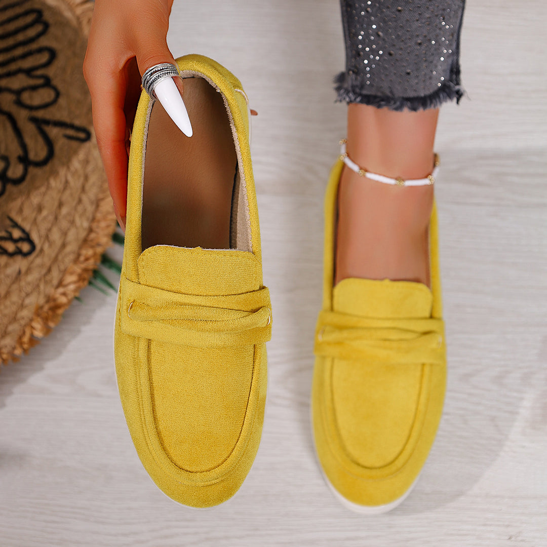 Damen Mokassins mit weichem Kunstleder und elastischem Riemendesign EB