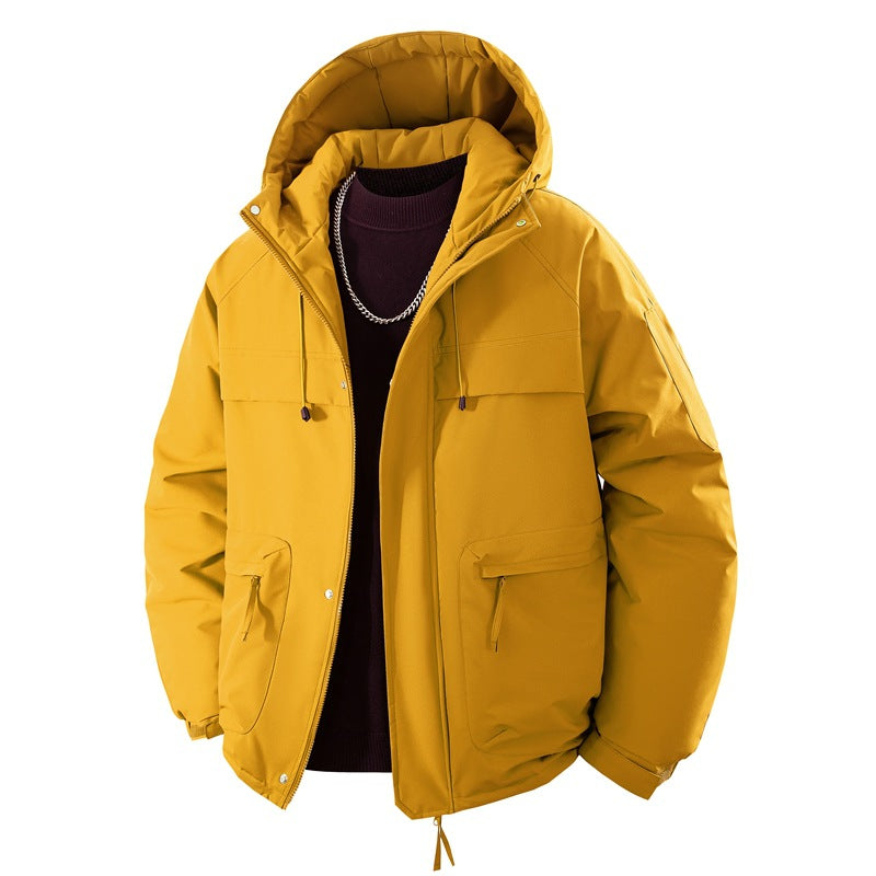 Herren wattierter Kapuzenparka mit hoher Stehkragenlösung, verstellbarem Kordelzug und multifunktionalen Außentaschen EB