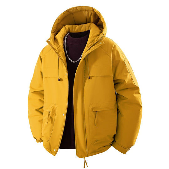 Herren wattierter Kapuzenparka mit hoher Stehkragenlösung, verstellbarem Kordelzug und multifunktionalen Außentaschen EB