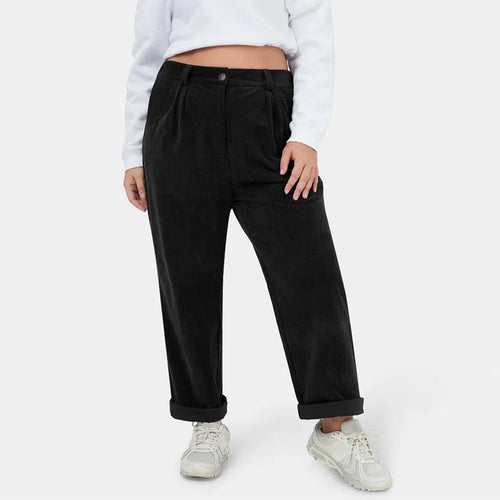 Damen Cordhosen mit weitem Bein und Bundfalten EB