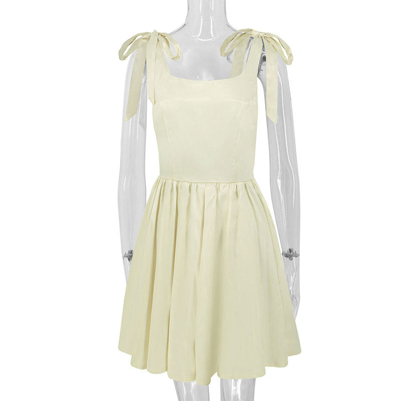 Damen lässiges Sommerkleid mit Schleifen EB