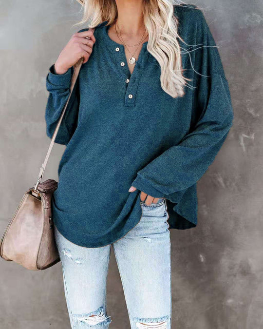 Damen Langarmshirt mit Knopfdetail und lässigem Schnitt EB
