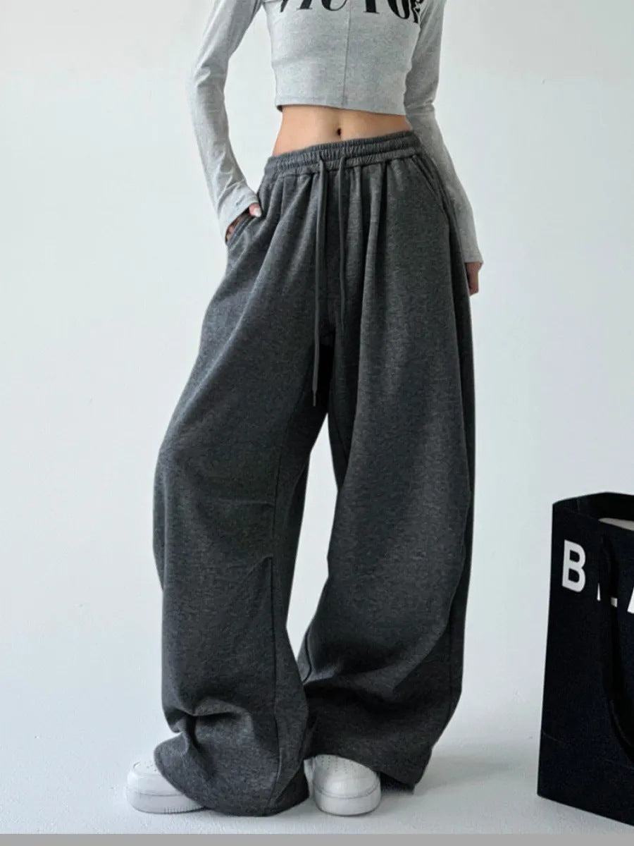 Damen nan extraweite High‑Waist-Loungehose mit elastischem Kordelbund, Kordelzug und praktischen Seitentaschen EB