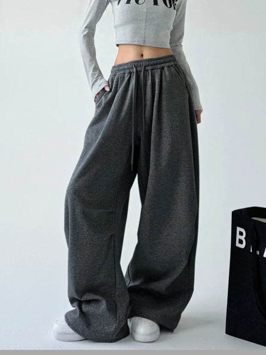 Damen nan extraweite High‑Waist-Loungehose mit elastischem Kordelbund, Kordelzug und praktischen Seitentaschen EB