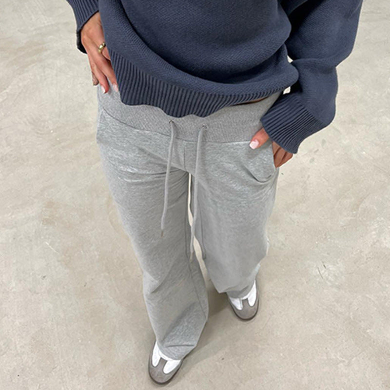 Damen nan weite Sweatpants mit hohem Komfortbund, Kordelzug und aufgesetzten Taschen EB