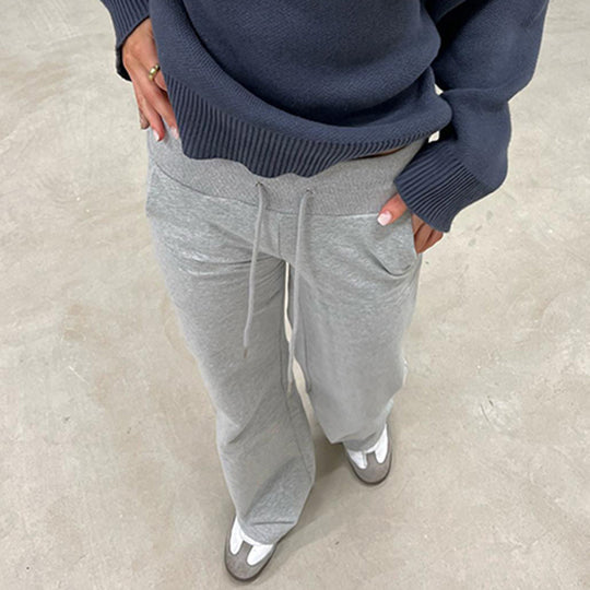 Damen nan weite Sweatpants mit hohem Komfortbund, Kordelzug und aufgesetzten Taschen EB