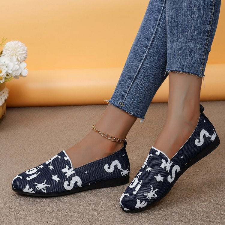 Damen Modische Slip-On Schuhe aus atmungsaktivem Material mit stylischem Print EB