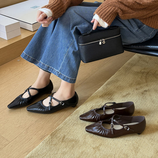 Damen Elegante Slingback-Ballerinas mit verstellbarem Riemen und punktiertem Design EB