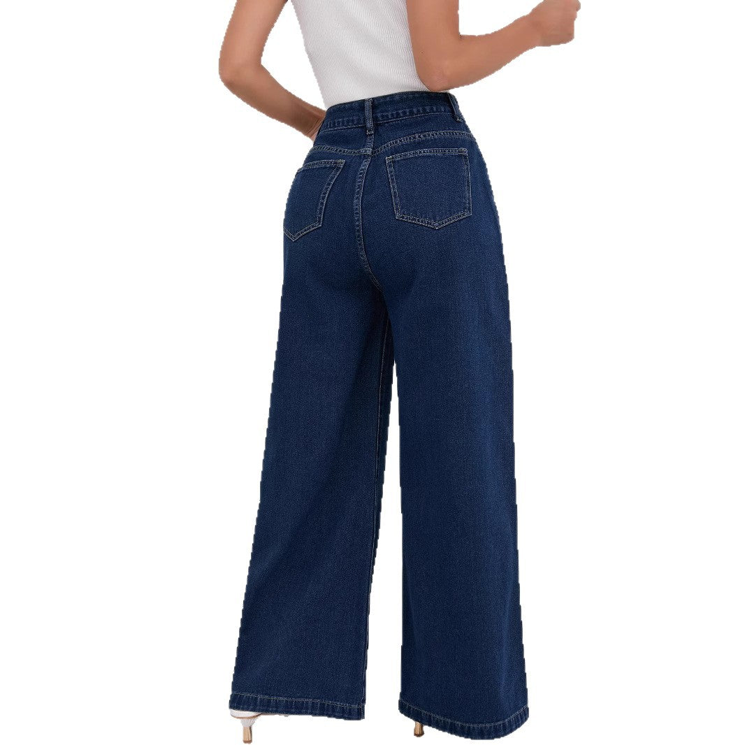 Damen Weite High-Waist Jeans mit eleganter Beinform EB